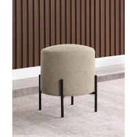 Coaster Furniture 905496 Round Upholstered Ottoman with Metal Legs